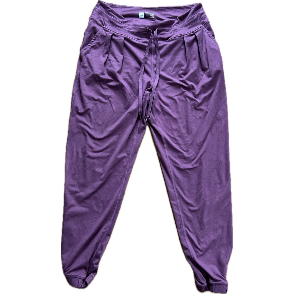 Lole Womens Purple Pleated Jogger Pants Drawstring Elastic Waist Size Large